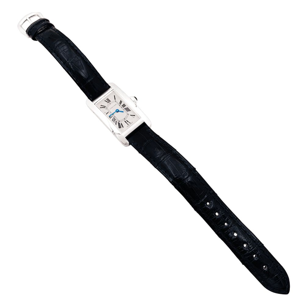 Montre CARTIER "Tank" PM en acier et cuir - Castafiore