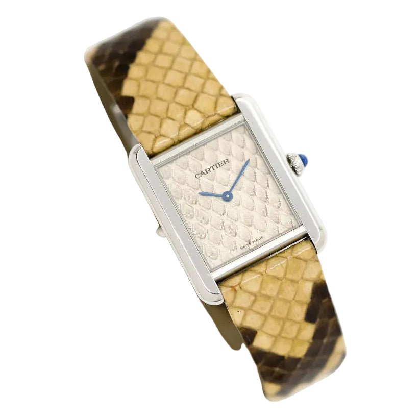 Montre CARTIER "Tank Solo" en acier et cuir - Castafiore