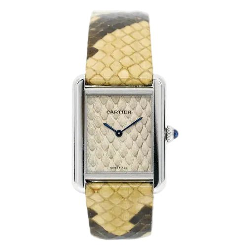 Montre CARTIER "Tank Solo" en acier et cuir - Castafiore