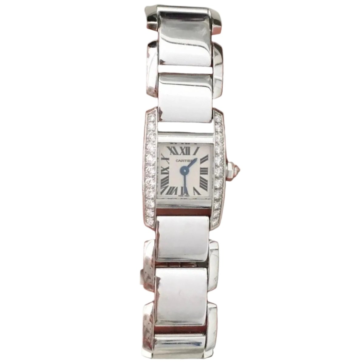 Montre CARTIER "Tankissime" PM en or blanc, acier et diamants - Castafiore