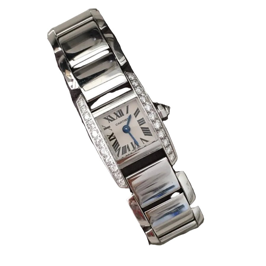 Montre CARTIER "Tankissime" PM en or blanc, acier et diamants - Castafiore
