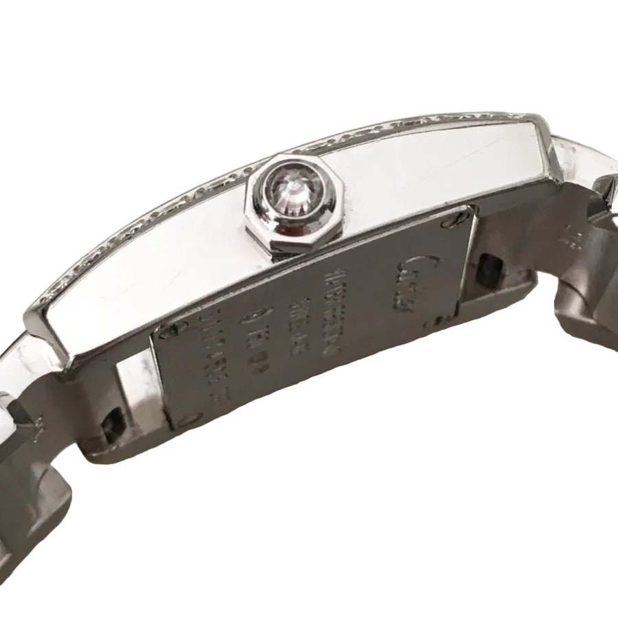 Montre CARTIER "Tankissime" PM en or blanc, acier et diamants - Castafiore