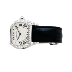 Montre CARTIER "Tortue" en or blanc et diamants - Castafiore