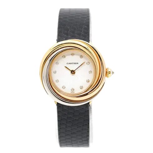 Montre CARTIER "Trinity" en or jaune, or rose, or blanc et cuir - Castafiore