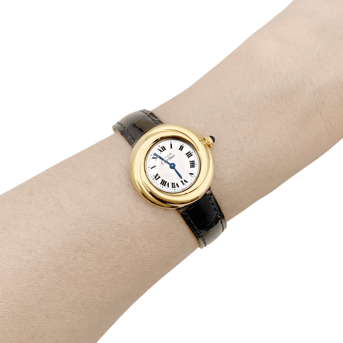 Montre CARTIER "Trinity Must" en argent, cuir et acier - Castafiore