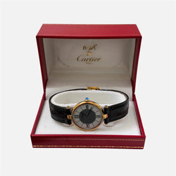 Montre CARTIER "Vendôme GM" en vermeil et cuir - Castafiore
