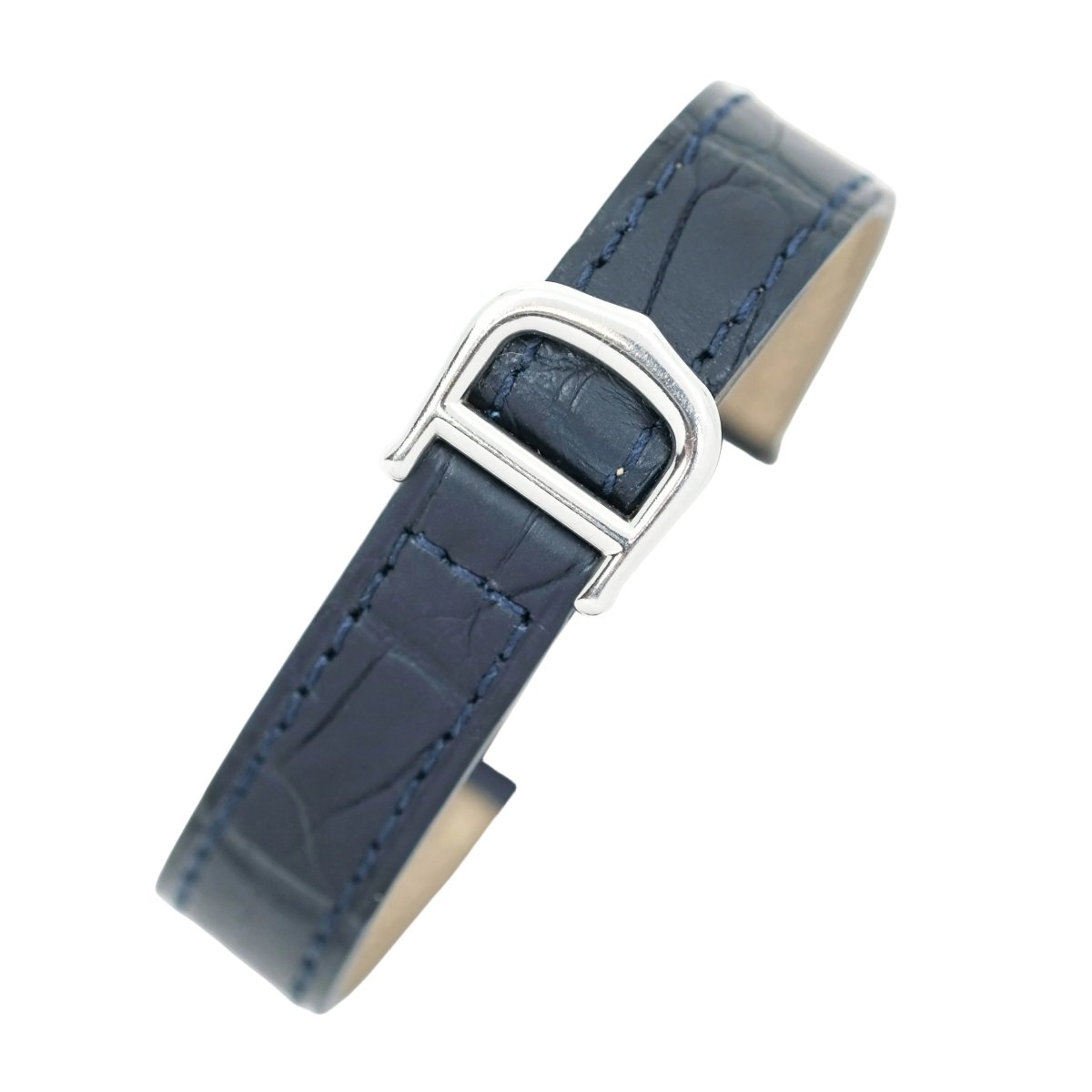 Montre CARTIER "Vendôme Must" en argent, cuir, quartz et saphir - Castafiore