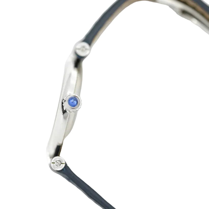 Montre CARTIER "Vendôme Must" en argent, saphir et cuir - Castafiore