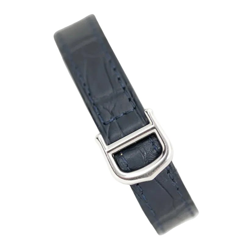 Montre CARTIER "Vendôme Must" en argent, saphir et cuir - Castafiore