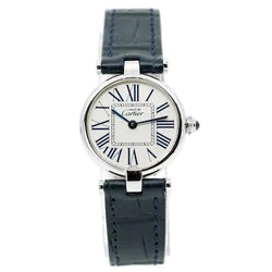 Montre CARTIER "Vendôme Must" en argent, saphir et cuir - Castafiore