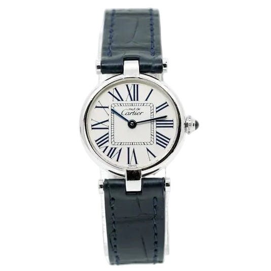 Montre CARTIER "Vendôme Must" en argent, saphir et cuir - Castafiore