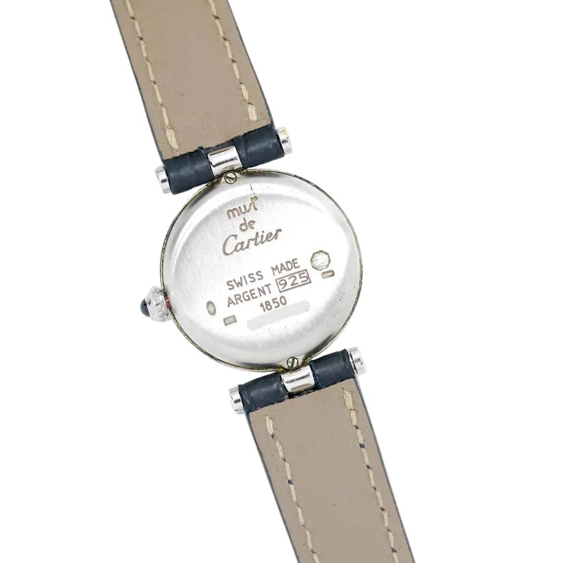 Montre CARTIER "Vendôme Must" en argent, saphir et cuir - Castafiore