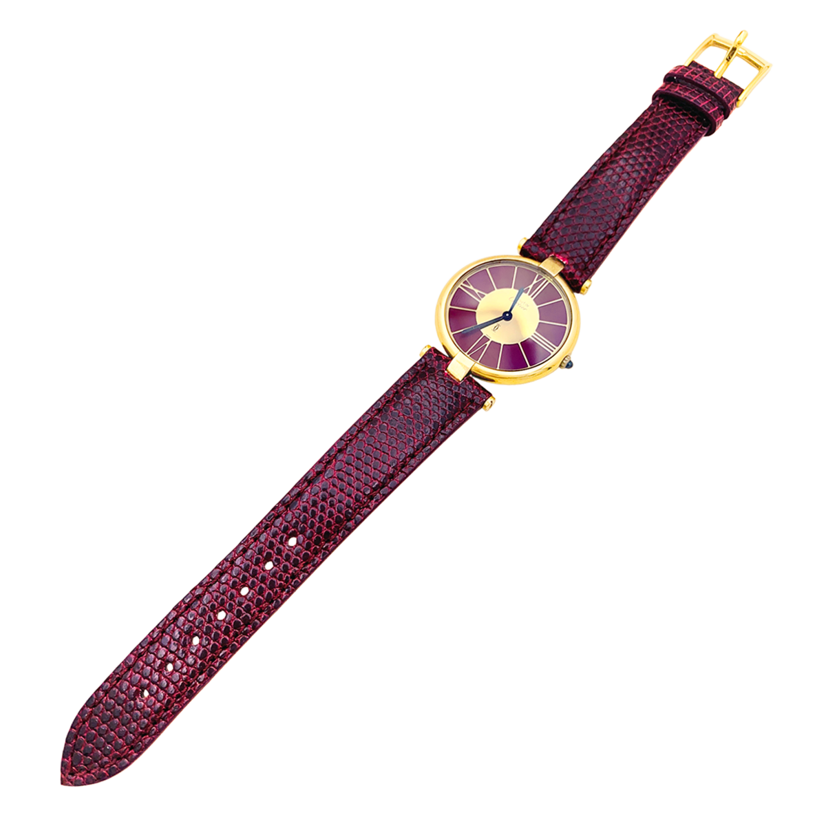 Montre CARTIER "Vendôme Must" en or jaune, argent et cuir - Castafiore