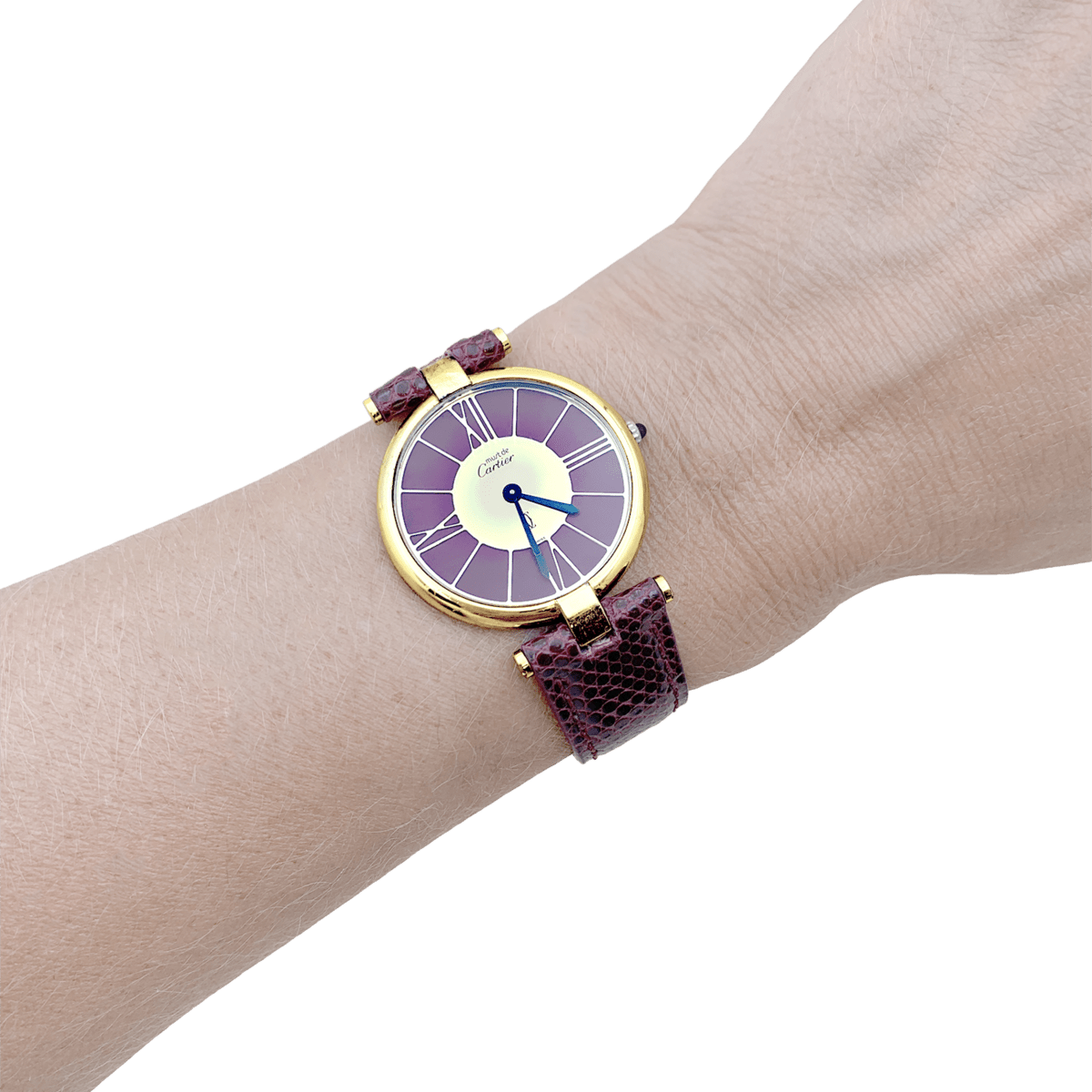 Montre CARTIER "Vendôme Must" en or jaune, argent et cuir - Castafiore