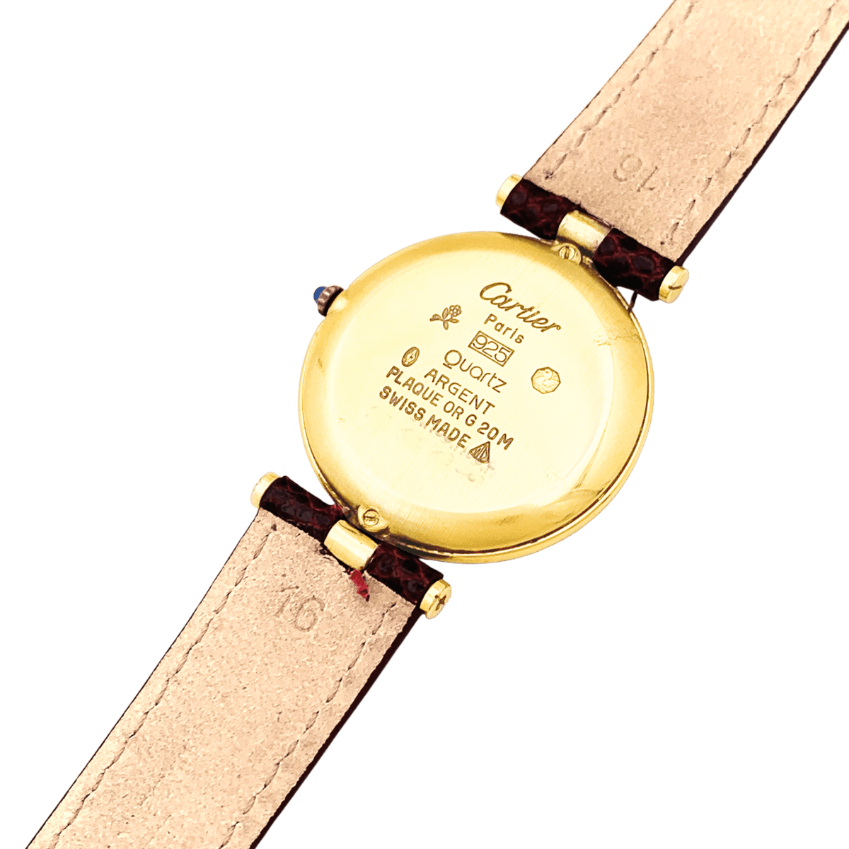 Montre CARTIER "Vendôme Must" en or jaune, argent et cuir - Castafiore