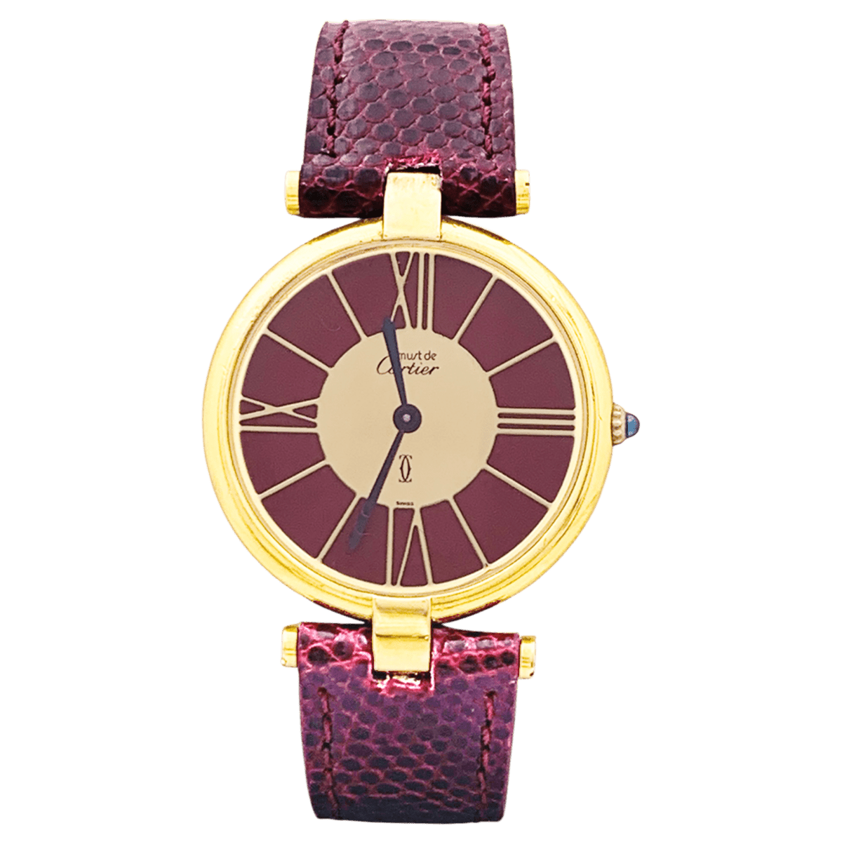 Montre CARTIER "Vendôme Must" en or jaune, argent et cuir - Castafiore