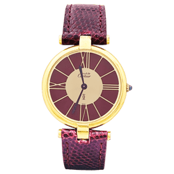 Montre CARTIER "Vendôme Must" en or jaune, argent et cuir - Castafiore