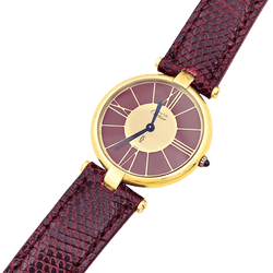 Montre CARTIER "Vendôme Must" en or jaune, argent et cuir - Castafiore