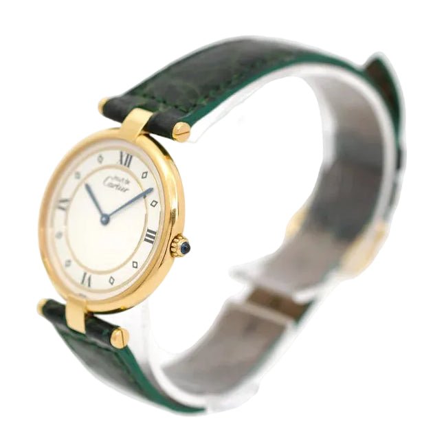 Montre CARTIER "Vendôme Must" GM en vermeil et cuir - Castafiore