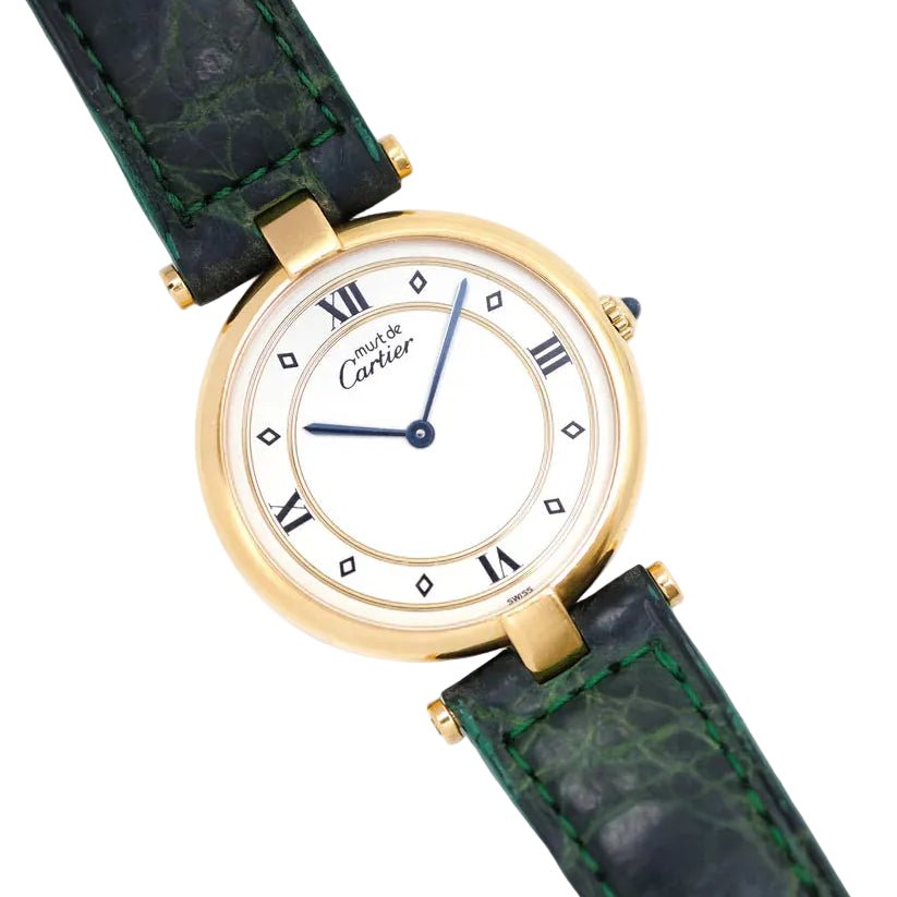 Montre CARTIER "Vendôme Must" GM en vermeil et cuir - Castafiore