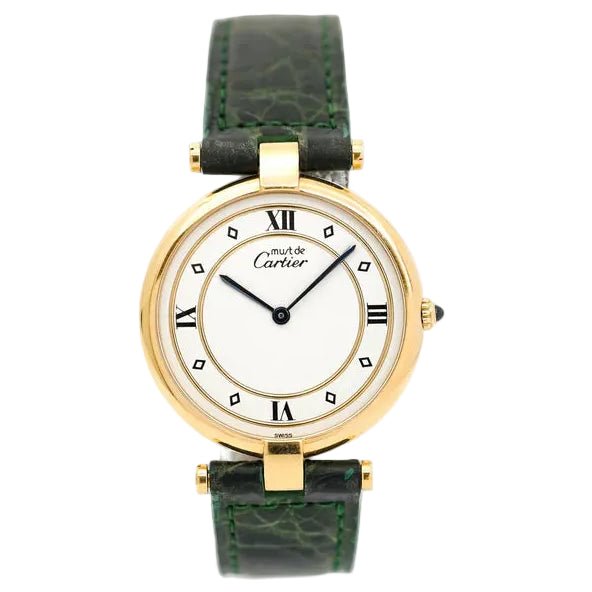 Montre CARTIER "Vendôme Must" GM en vermeil et cuir - Castafiore