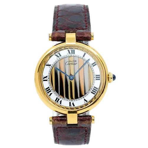 Montre CARTIER "Vendôme Must Trinity" en or blanc, or jaune, or rose et cuir - Castafiore