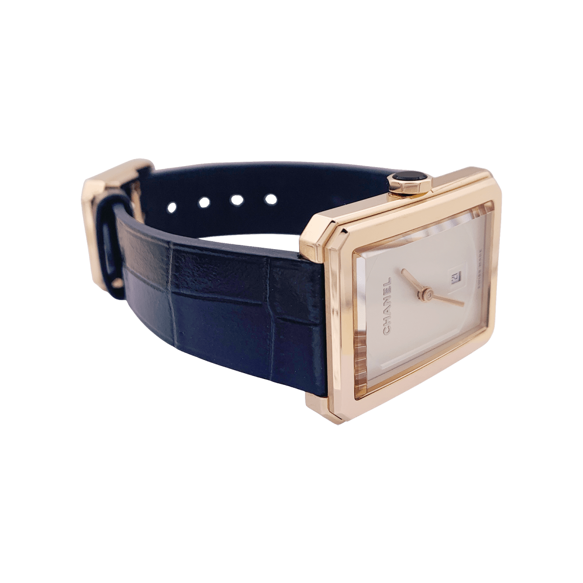 Montre CHANEL "Boy - Friend" en or beige et onyx - Castafiore