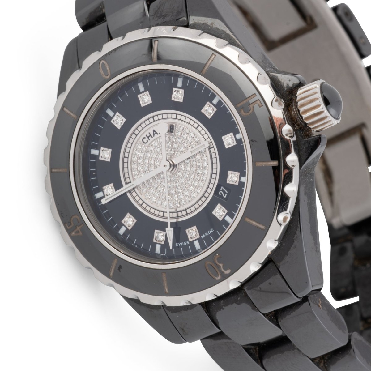 Montre CHANEL "J12 Chrono" en céramique et diamants - Castafiore