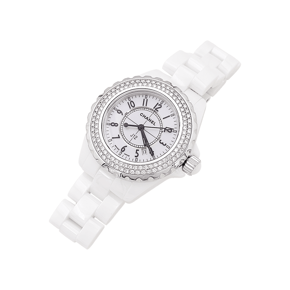 Montre CHANEL "J12" en acier, céramique et diamants - Castafiore
