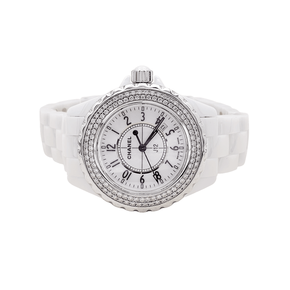 Montre CHANEL "J12" en acier, céramique et diamants - Castafiore