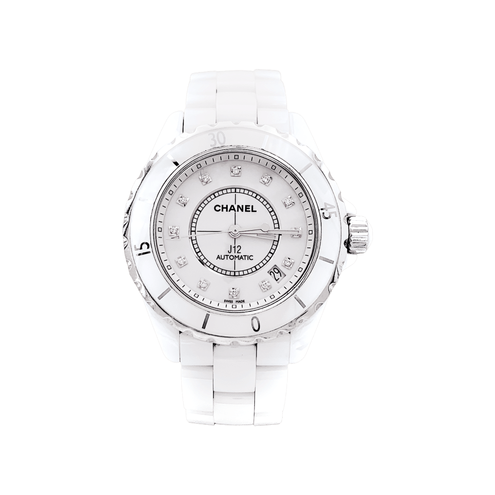 Montre CHANEL "J12" en céramique, acier et diamants - Castafiore