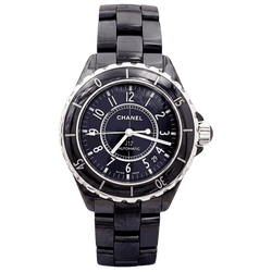 Montre CHANEL "J12" en céramique noire et acier - Castafiore