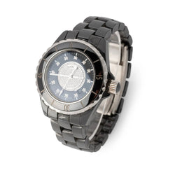 Montre CHANEL "J12" en céramique noire et diamants - Castafiore