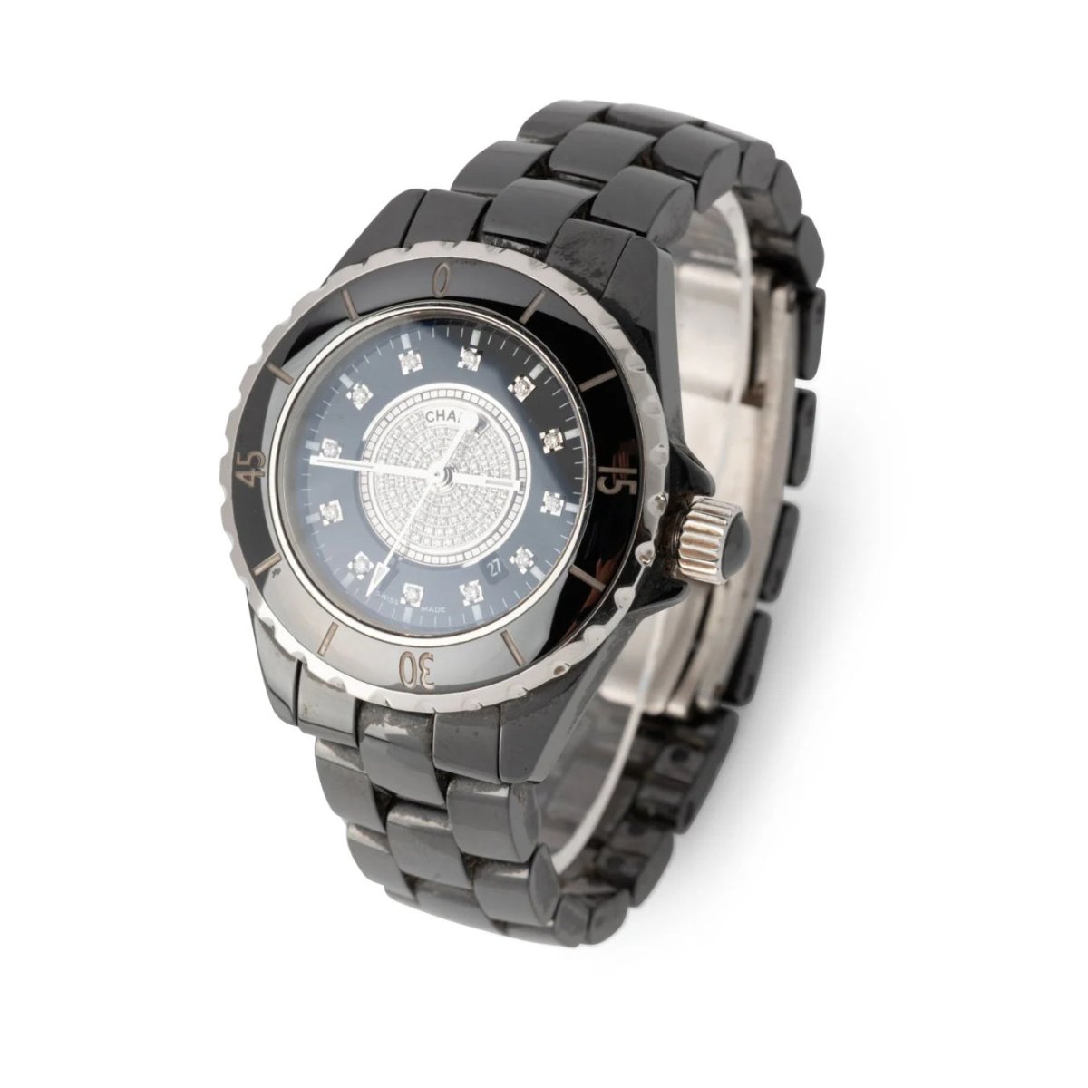 Montre CHANEL "J12" en céramique noire et diamants - Castafiore