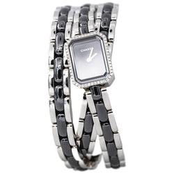 Montre CHANEL "Première Céramique" en acier, céramique et diamants - Castafiore