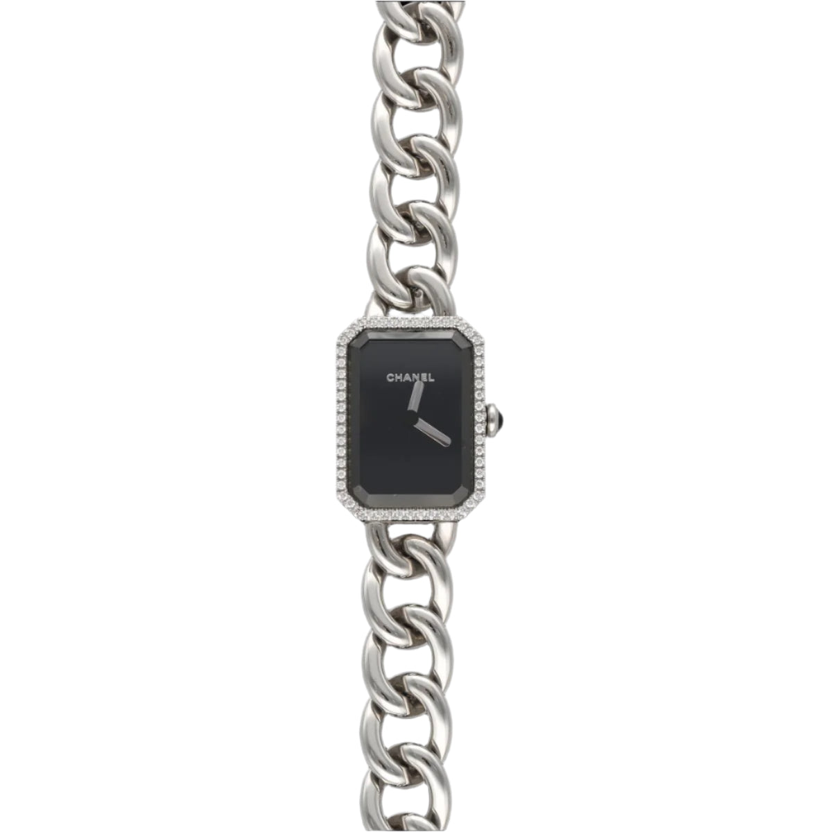 Montre Chanel Première chaine gourmette en acier et diamants. Ref H7021 de 2020. Prix neuf : 7900€. Full set - Castafiore