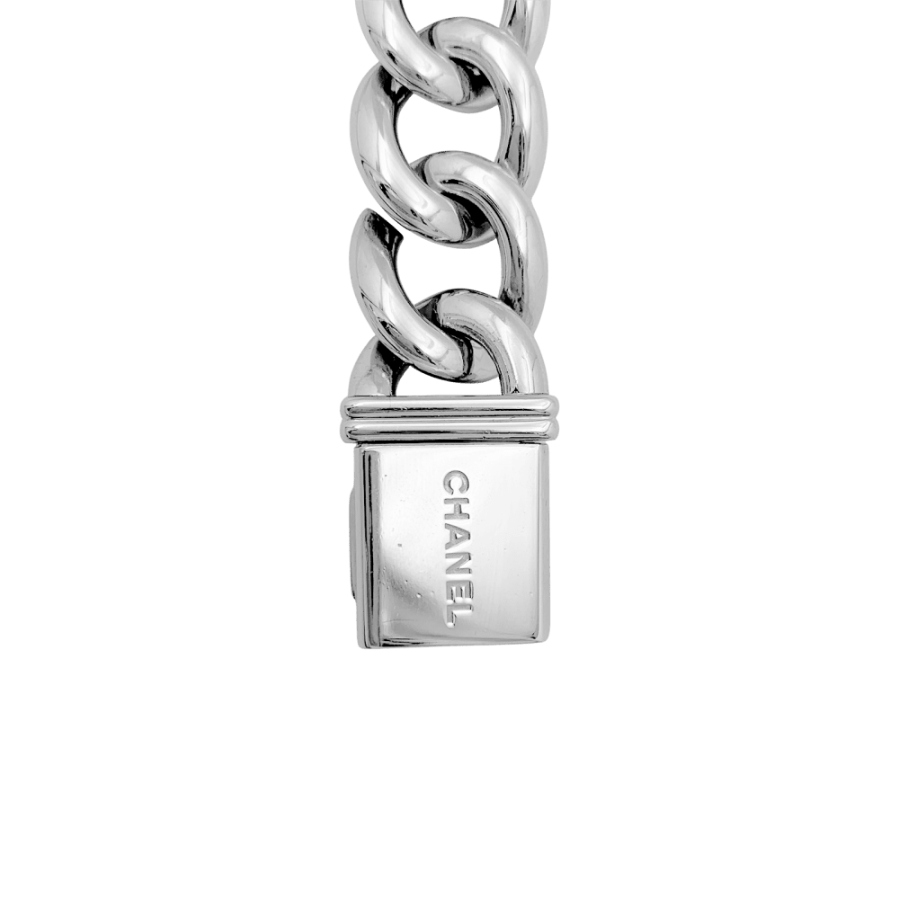 Montre Chanel "Première Chaîne Gourmette" en acier, nacre et diamants - Castafiore