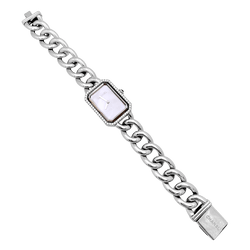 Montre Chanel "Première Chaîne Gourmette" en acier, nacre et diamants - Castafiore