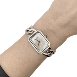 Montre Chanel "Première Chaîne Gourmette" en acier, nacre et diamants - Castafiore