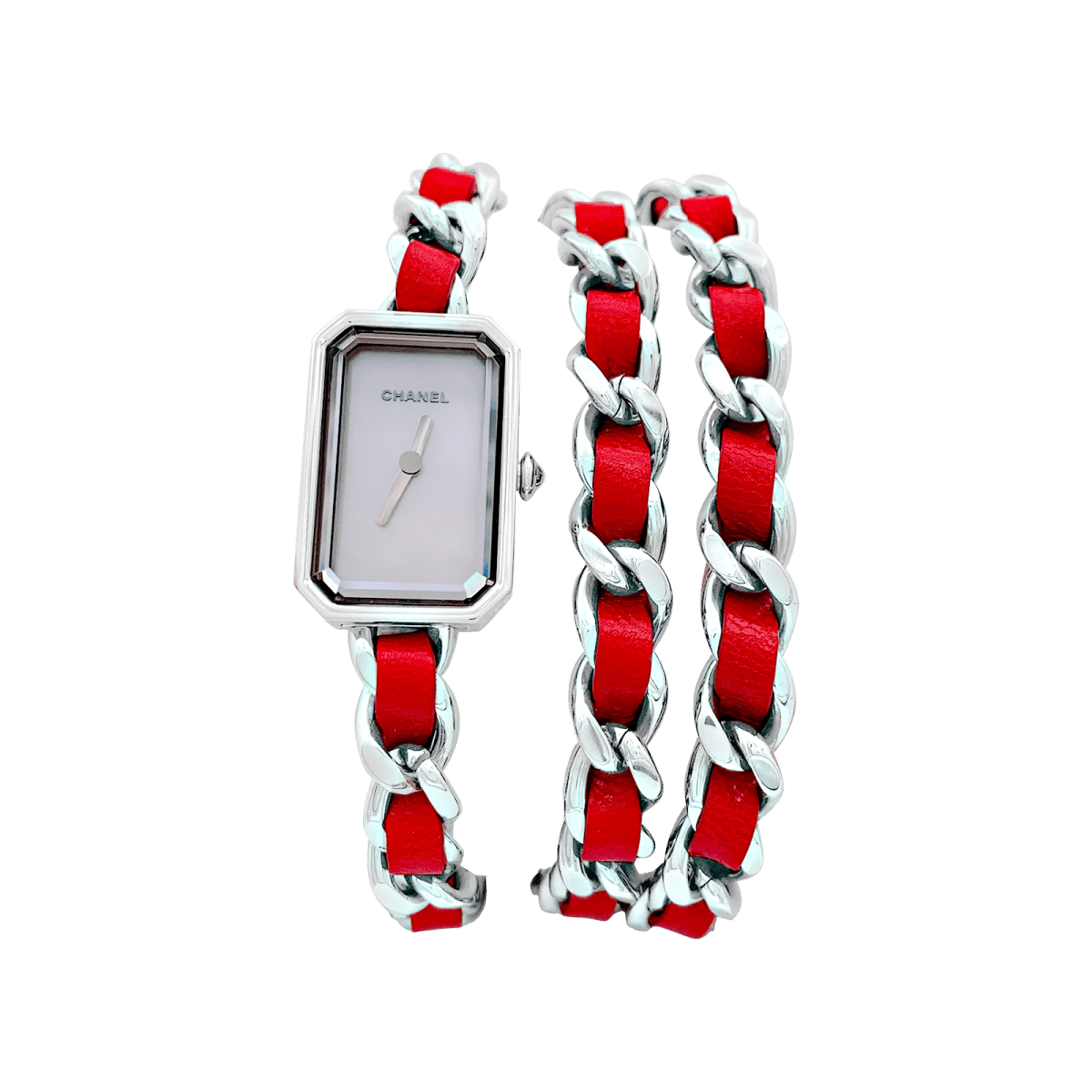 Montre CHANEL "Première Chaîne Iconique" en acier, nacre et cuir - Castafiore