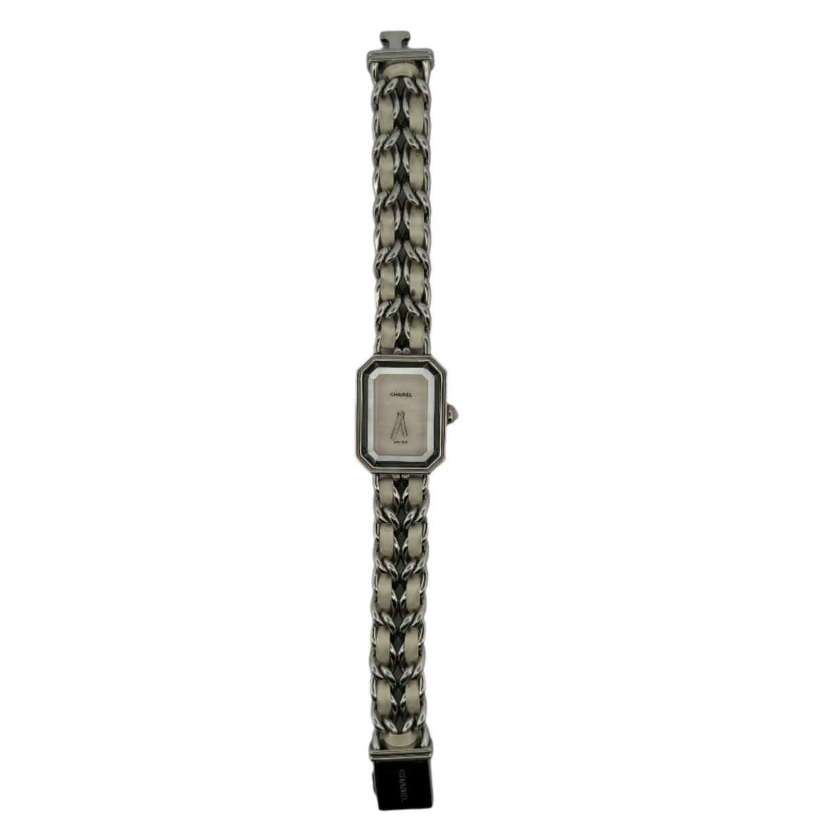 Montre CHANEL, "Première" en acier, cuir blanc et nacre - Castafiore
