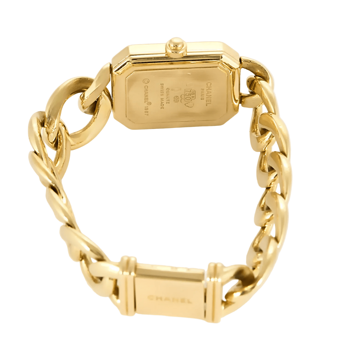 Montre CHANEL "Première" en or jaune, acier, onyx, laqué et quartz - Castafiore