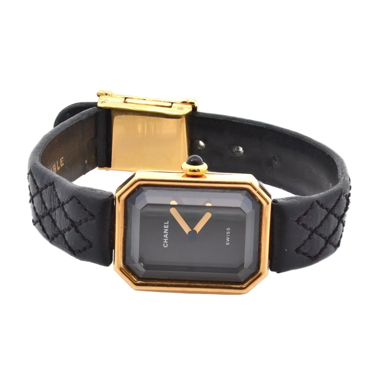 Montre CHANEL "Première" en or jaune, cuir et quartz - Castafiore