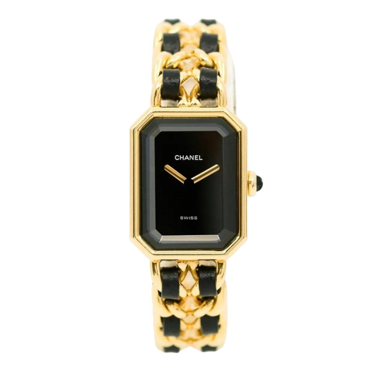 Montre CHANEL "Première" en plaqué or, cuir et saphir - Castafiore