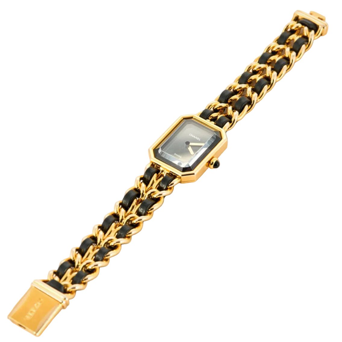 Montre CHANEL "Première" plaqué or et cuir - Castafiore