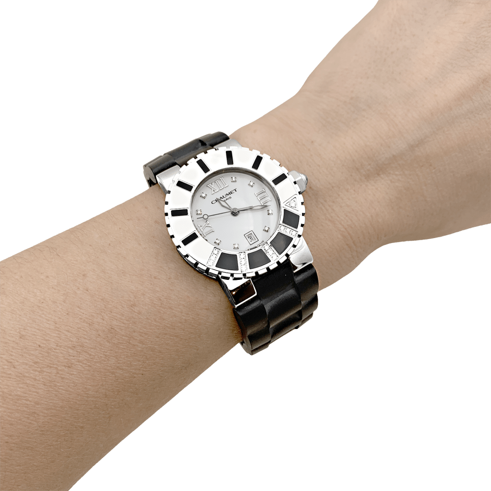 Montre CHAUMET "Class - One" en acier, caoutchouc, émail et diamants - Castafiore