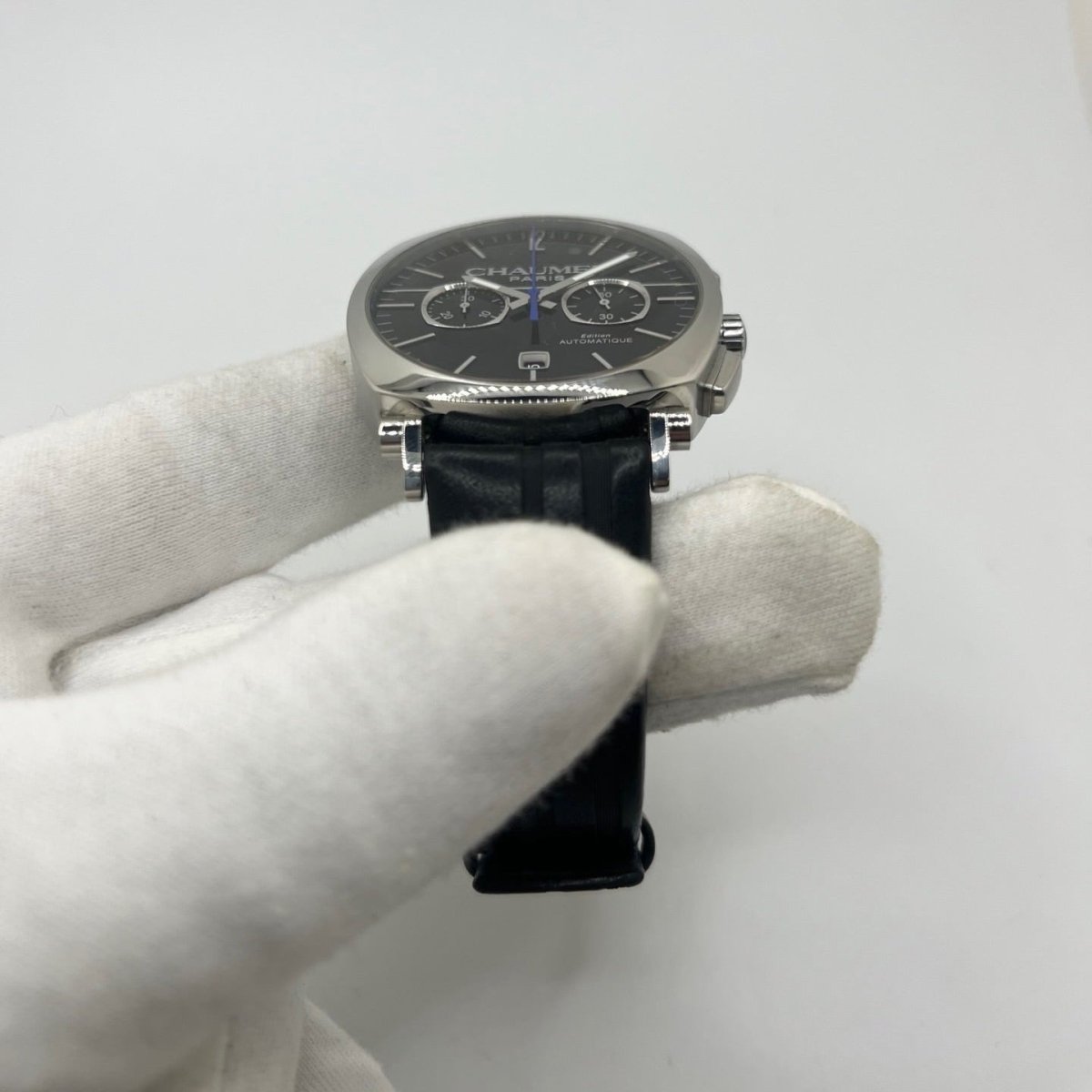 Montre CHAUMET "Dandy" en acier et cuir - Castafiore