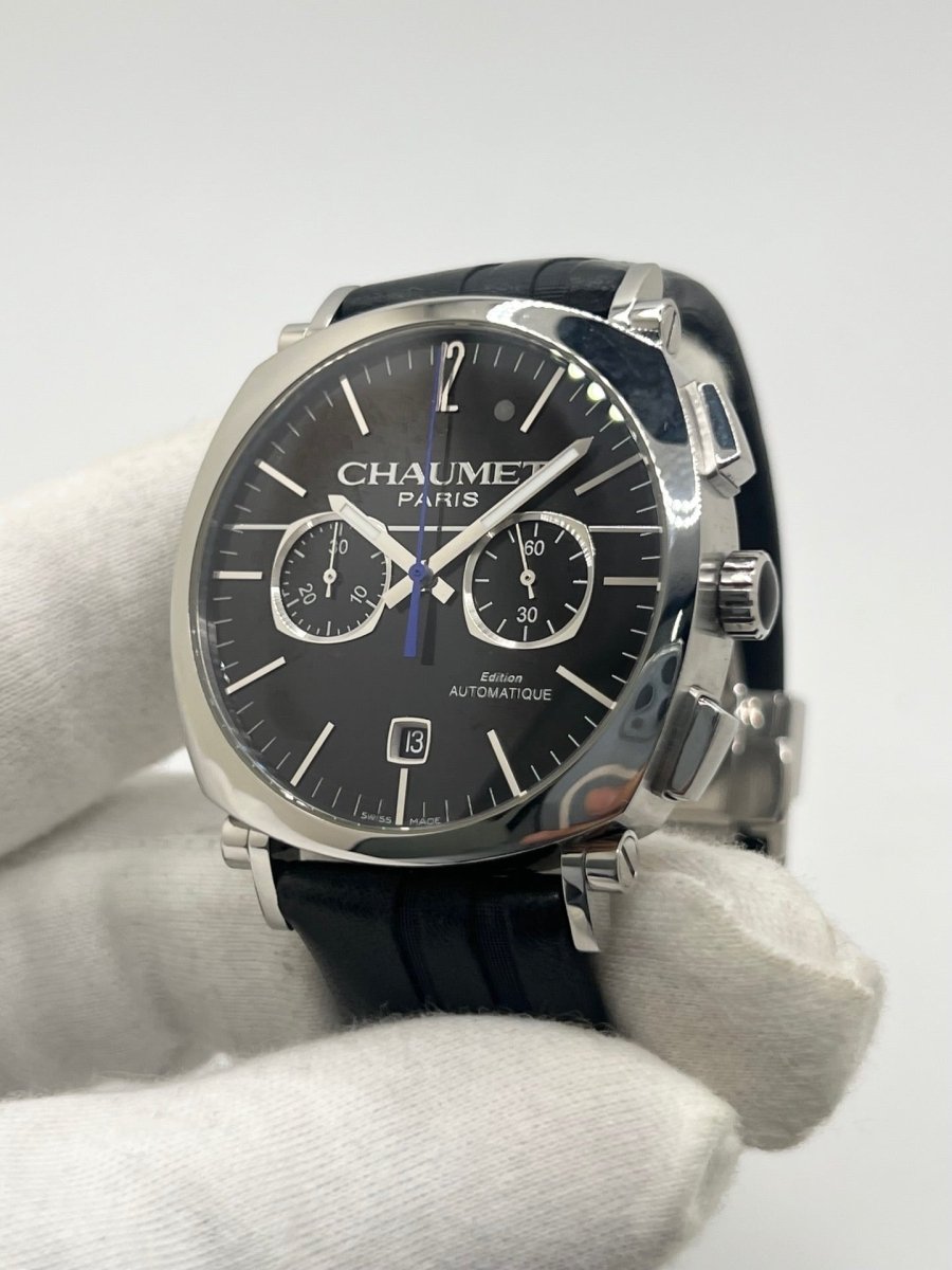 Montre CHAUMET "Dandy" en acier et cuir - Castafiore