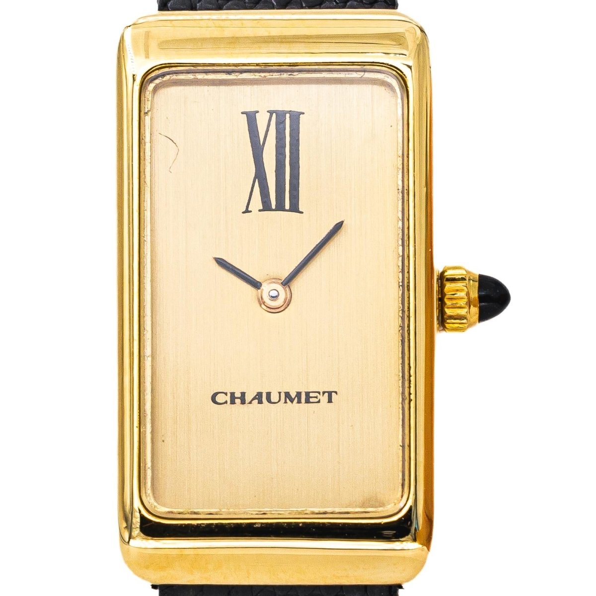 Montre CHAUMET en or jaune et cuir - Castafiore