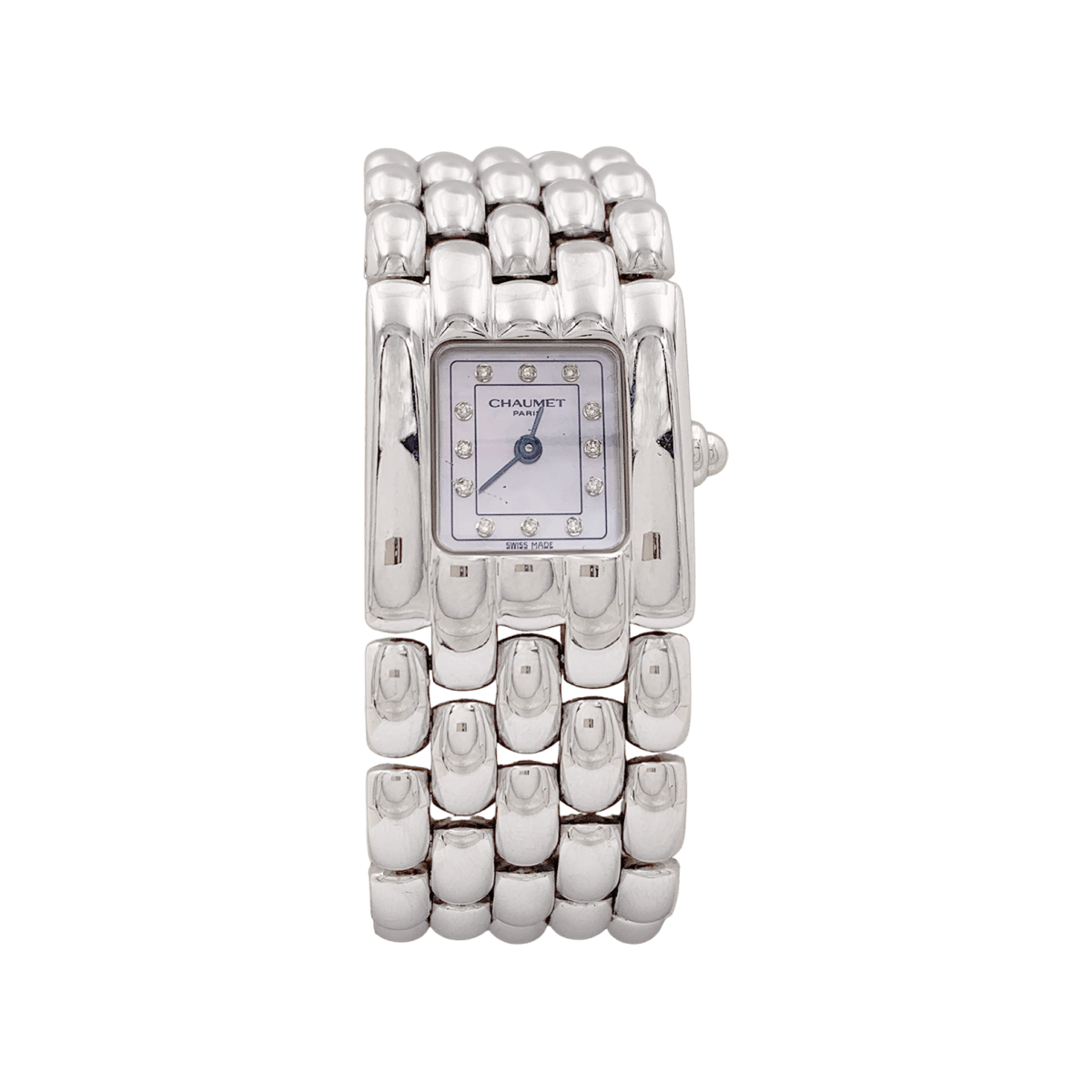 Montre CHAUMET "Khésis" en acier, nacre et diamants - Castafiore